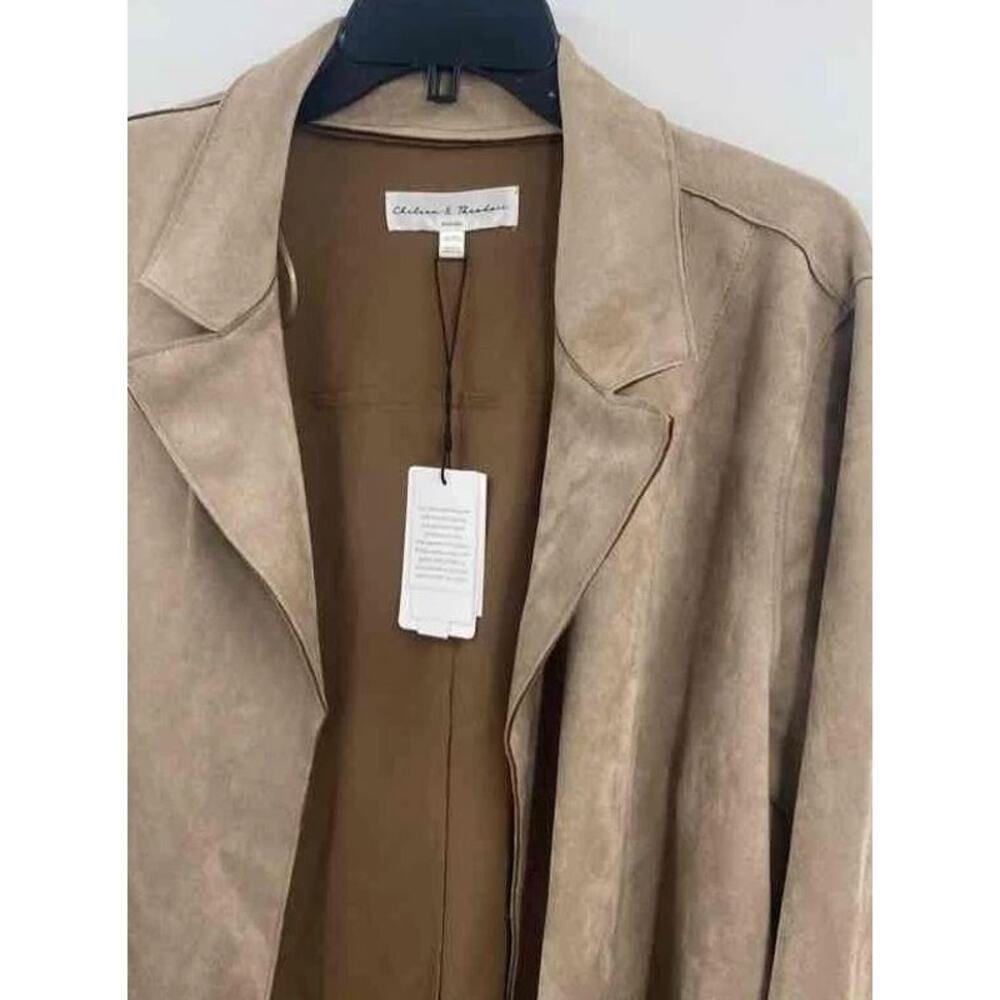 Chelsea & Theodore Womens Natural Stone Winter Open Front Coat Size 2X - Picture 3 of 6